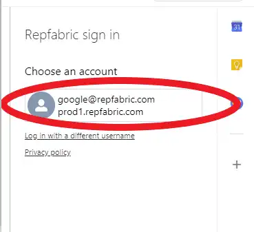 A sign in screen with the option to choose a google account.
